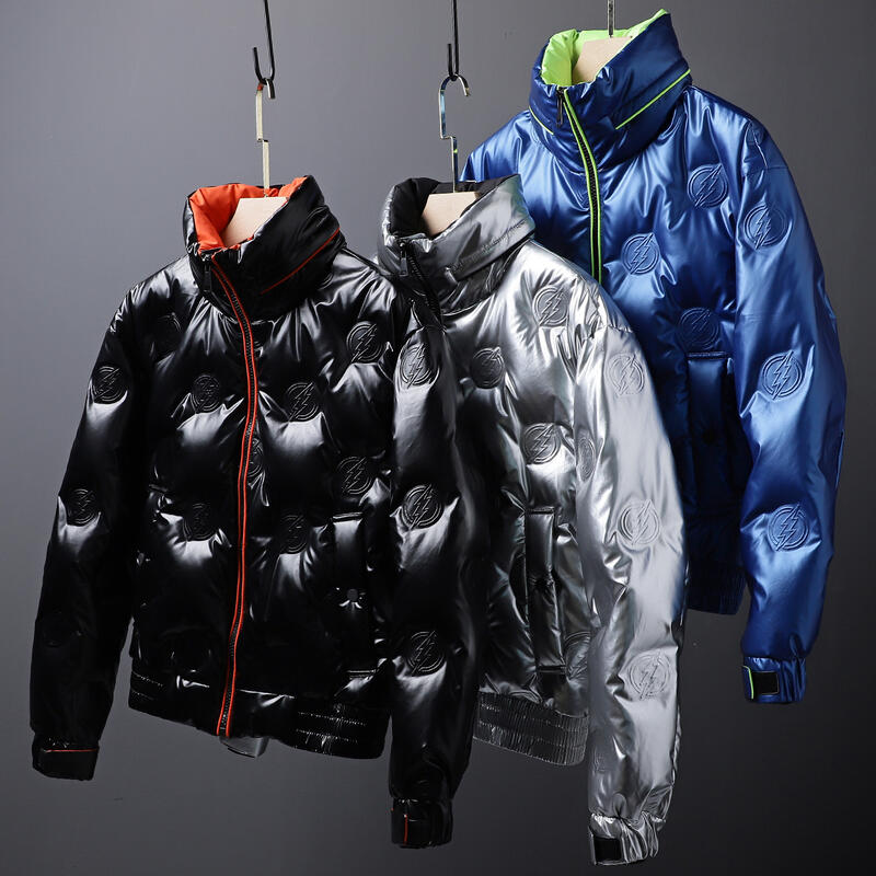品質保證韓版潮流時尚休閑亮面立領修身羽絨服男青年冬短款鴨絨服冬裝外套