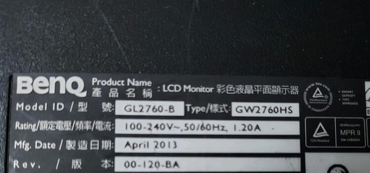 BenQ GL2760-B 面板故障 全機拆賣 主機板 電源板 腳座 燈箱