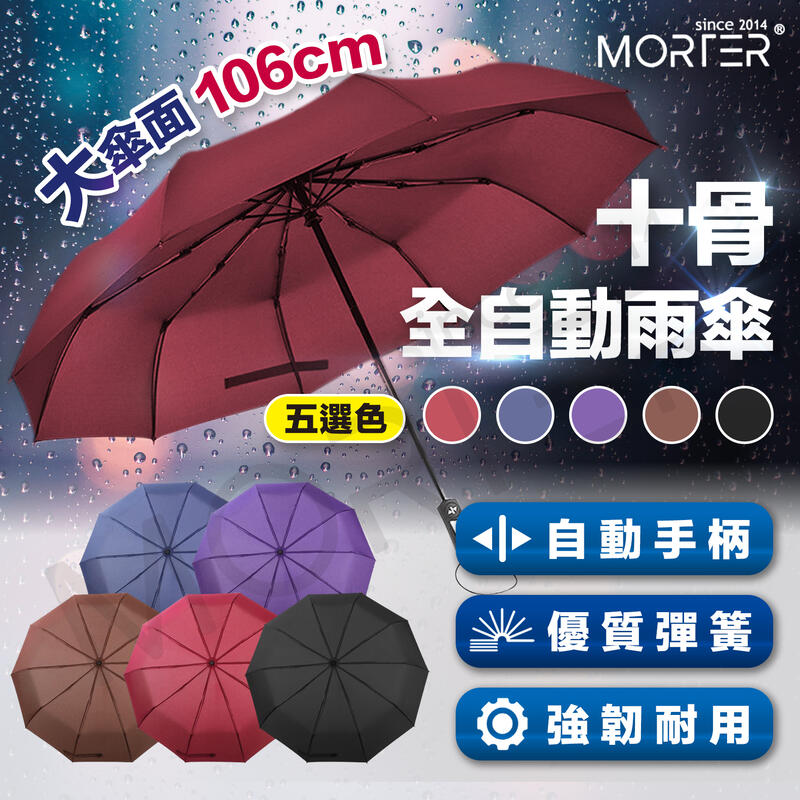 ˋˋ MorTer ˊˊ十骨全自動雨傘 摺疊傘 商務傘 加固 防風 自動傘 雨傘 晴雨傘 十骨 一鍵自動開收傘 車廂小物