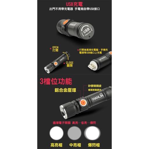 HANLIN UT6 隨身迷你強光手電筒 鋁合金工作燈 伸縮變焦 USB充電 免電池 露營 居家檢修 釣魚 腳踏車燈