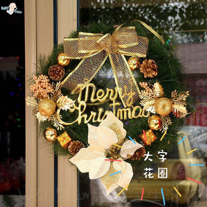 台灣現貨📣 夢幻40公分聖誕花圈~耶誕節裝飾品~