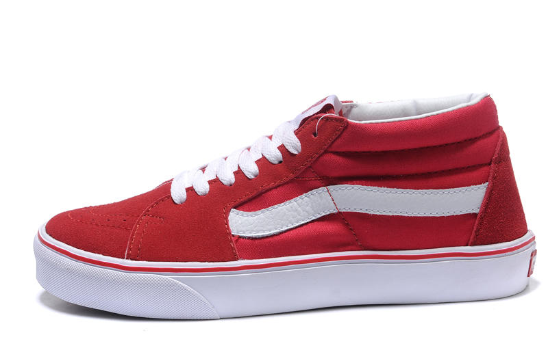 Vans Old Skool Mid 男女鞋 紅白 中筒 經典款 舒適 休閒鞋