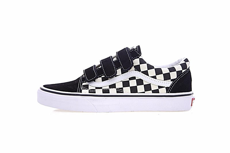 Vans Old Skool V CL 男女鞋 黑白 棋盤格子 魔術貼 舒適 帆布 休閒鞋