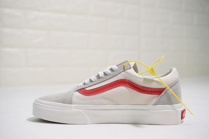 Vans Old Skool 男女鞋 復古 米白紅 經典 百搭 舒適 低筒 休閒鞋