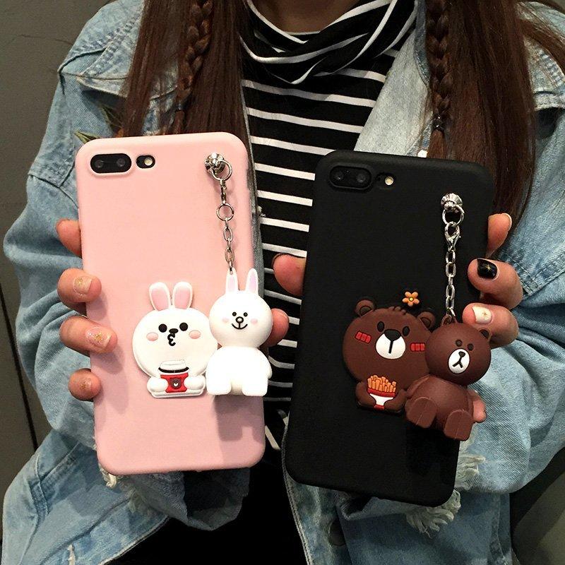 龍田 原創 韓版 薯條熊可樂兔+手繩+掛繩+支架吊飾 OPPO AX5 R17 R15 PRO 手機殼 防摔 保護套