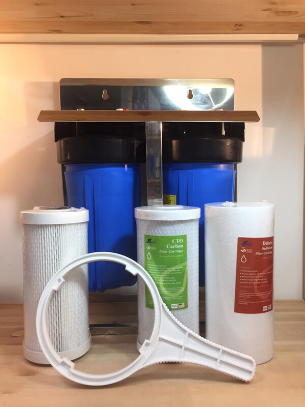 10吋大胖兩道不鏽鋼腳架加厚耐高壓大胖濾水器.全戶式過濾