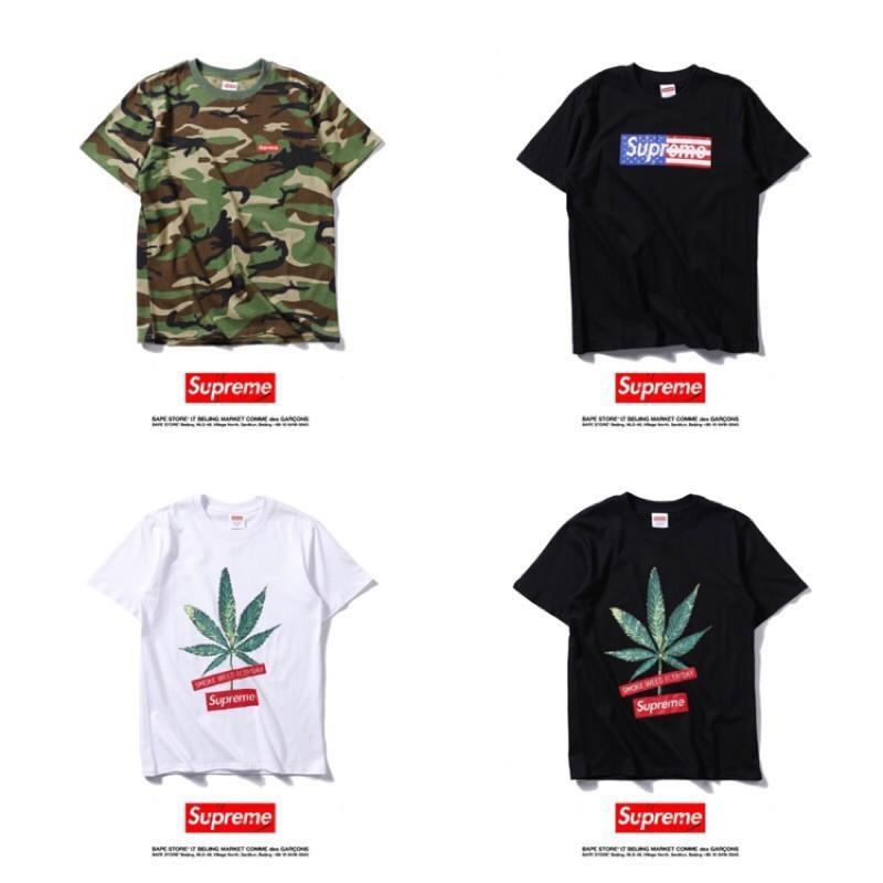 誠信小店家新款supreme短袖t恤迷彩款大麻葉usa圓領內搭潮t陳冠希明星穿搭夏裝海灘 露天拍賣