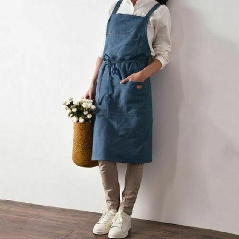 廚房餐廳工作牛仔布圍裙antifouling牛仔chef烹飪美髮師