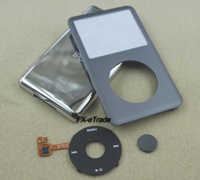 Gray Faceplate Housing Case Black Clickwheel Button for iPod 7th Classic 160GB