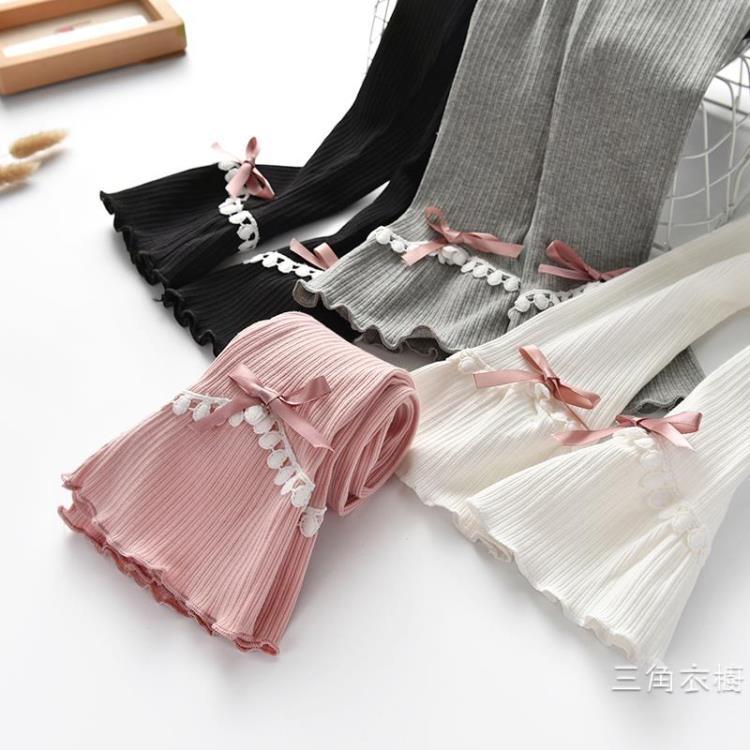 女童打底褲秋裝新款韓版花邊喇叭褲小女孩長褲木耳邊棉褲子 免運 可開發票 【易購生活館】