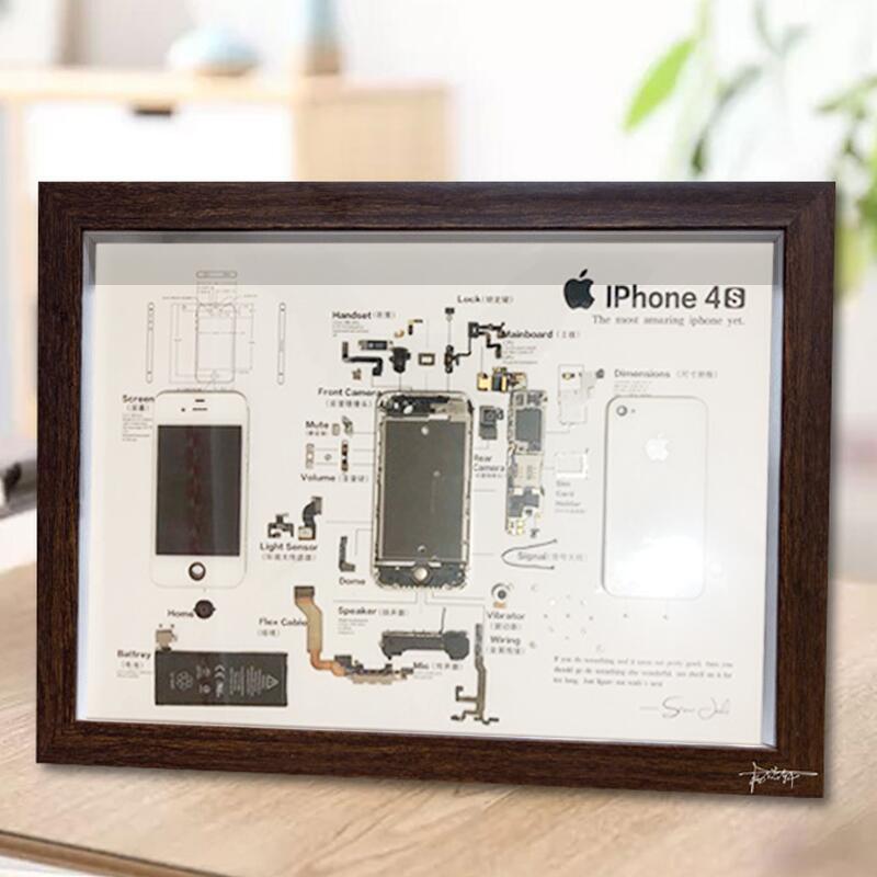 Iphone4s蘋果手機拆解裝裱相框零件分解標本立體框圖紙展示收藏框新品 露天拍賣
