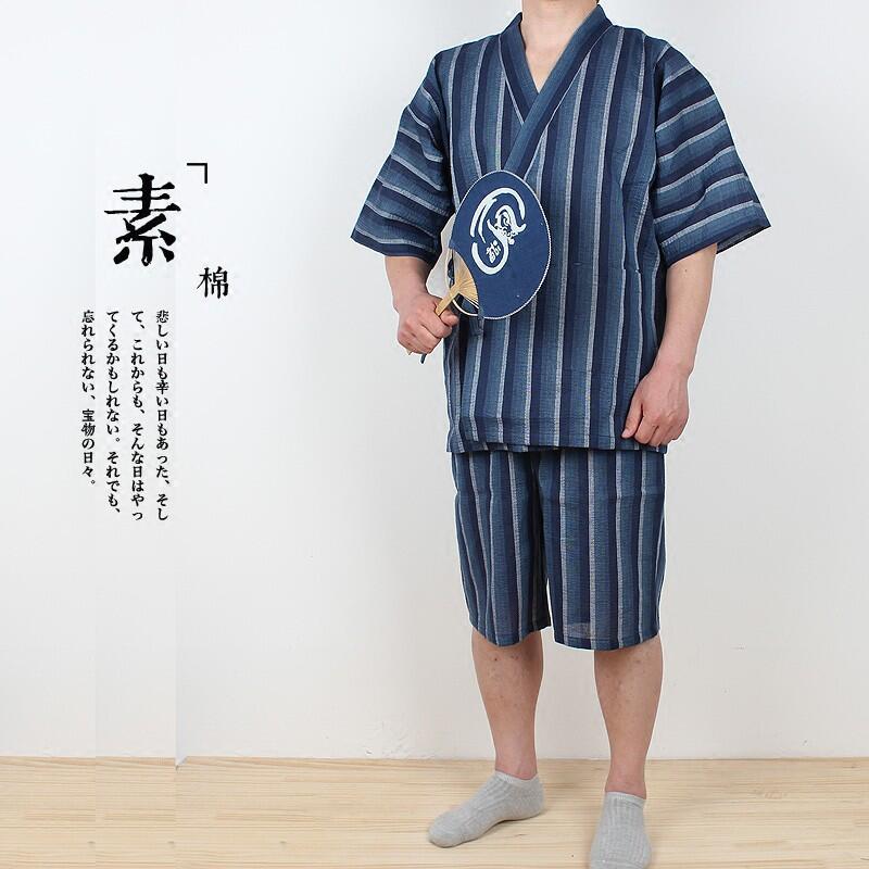 快速出貨 男純棉和服甚平浴衣日式睡衣日系家居服汗蒸服短褲寬松大碼 露天拍賣