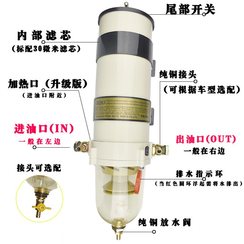 汽車貨車柴油油水分離器過濾器濾清器濾芯總成加裝改裝精濾1000fg 露天拍賣