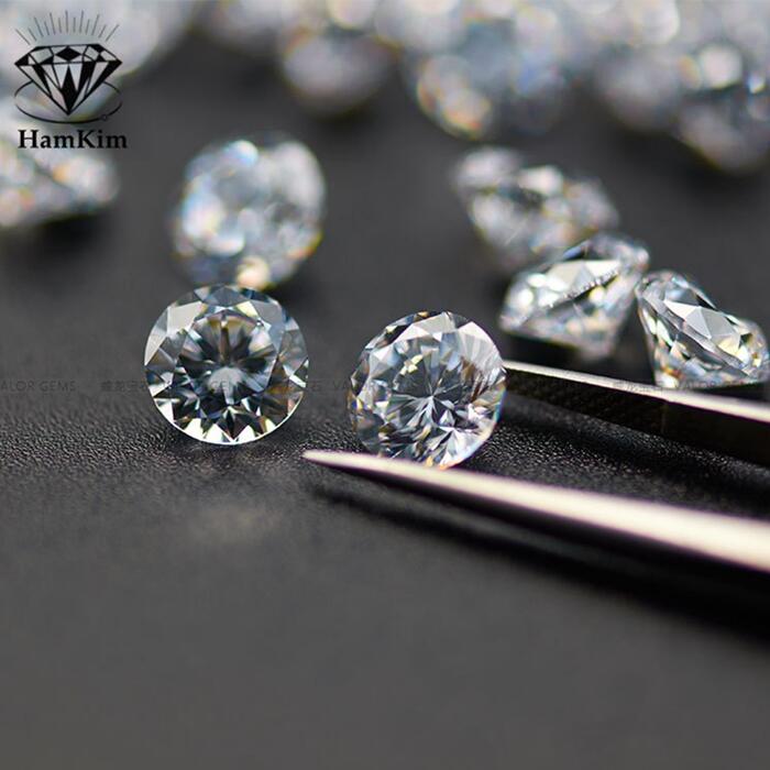 【現貨】5A白色碎鑽裸鑽圓形鋯石裸石0.1ct-3.5ct克拉厘鑽DIY耳釘戒面配石