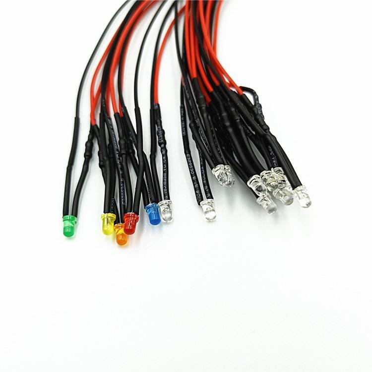 熱銷❤️3mm帶線LED發光二極管2V3V5V9V12V24V220V電源工作指示燈信號燈(滿300出貨)