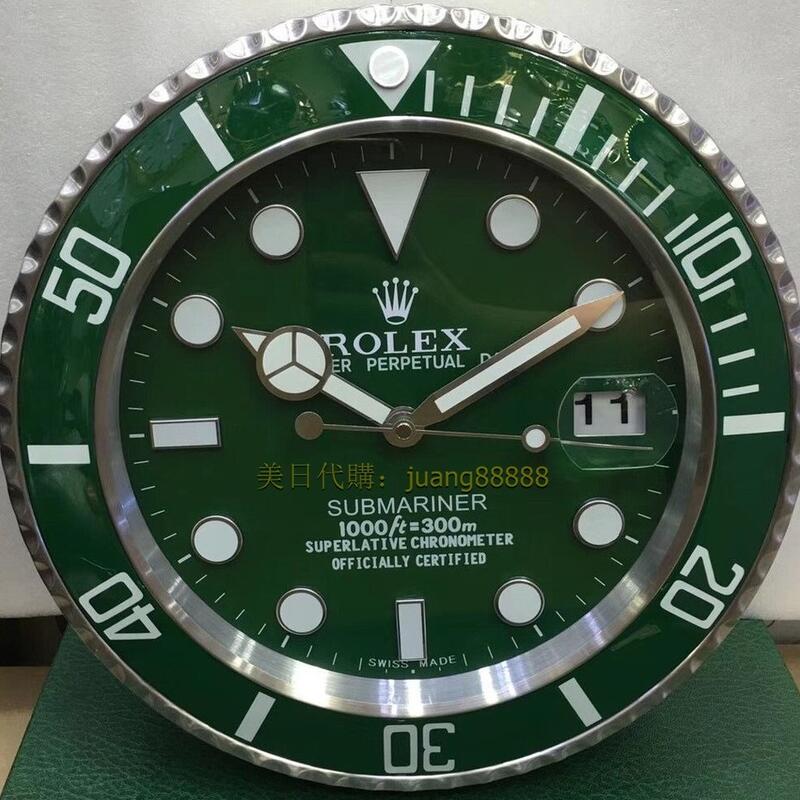 {美日代購}新款 ROLEX 勞力士掛鐘 黑水鬼 綠水鬼 水鬼王 迪通拿 系列掛鐘 超強夜光 沛納海 時尚掛鐘