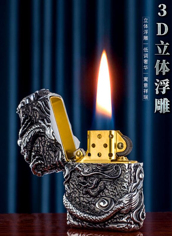 打火機zorro佐羅重盔甲盤龍煤油打火機防風立體浮雕創意砂輪老式火機男 露天拍賣