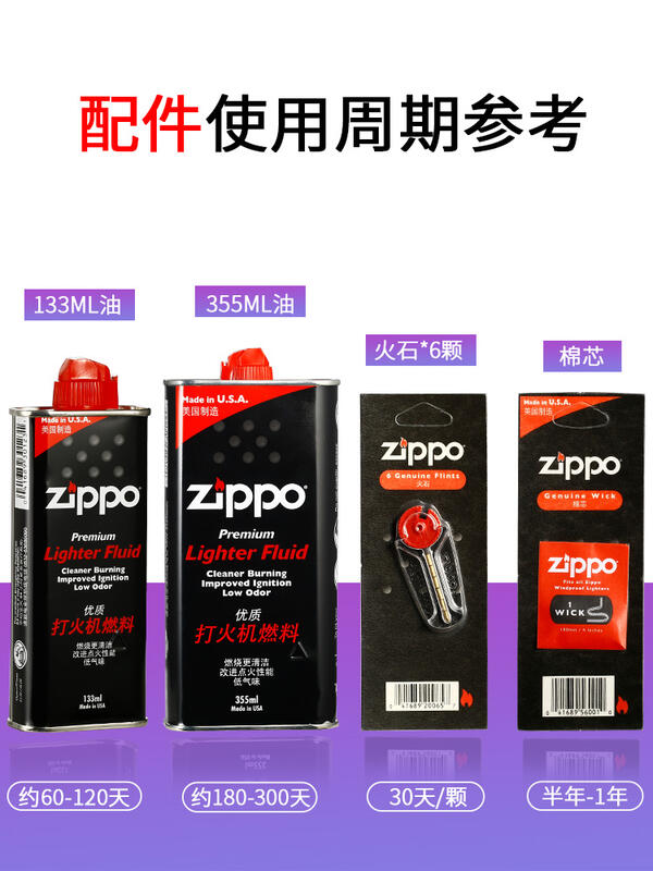 Zippo打火機油正版配件芝寶專用火石棉芯煤油燃油美國原裝正品 露天拍賣