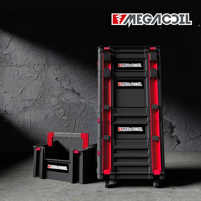 Megacoil 堆疊工具箱系統式工具箱組合箱工具盒手提工具箱烏龜車可移動托盤收納箱自由變型組合 露天拍賣