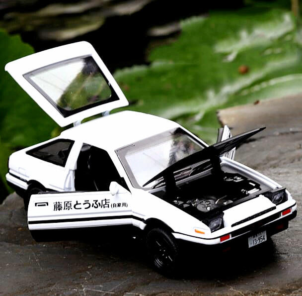 『合金車』1:32仿真跑車AE86頭文字D模型車聲光迴力可開門帶底座小汽車賽車迴力車玩具車