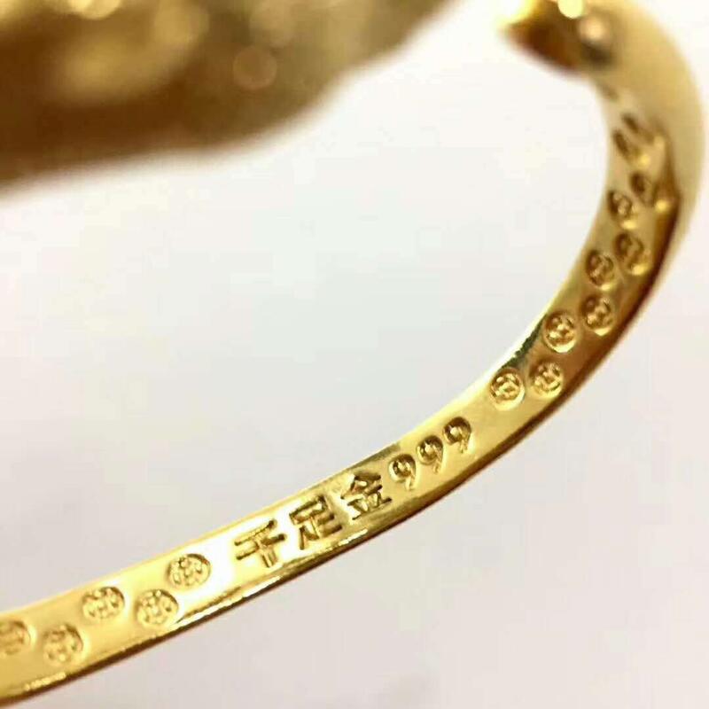 快速出貨粗沙精品豹子頭手鐲男士活口可調節千足金手鐲女金店同款戒指男士