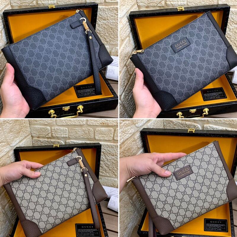 2020新款 實拍正版 GUCCI 古馳男士手拿包 古奇真皮手包 經典雙G拉鏈包 男款信封包 大容量錢夾 大鈔夾 公事包